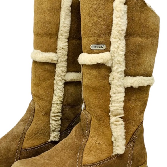 Vtg Pajar Womens Sz 6.5 Tan Suede Shearling Winter Snow Boots Genuine Wool - Picture 2 of 8